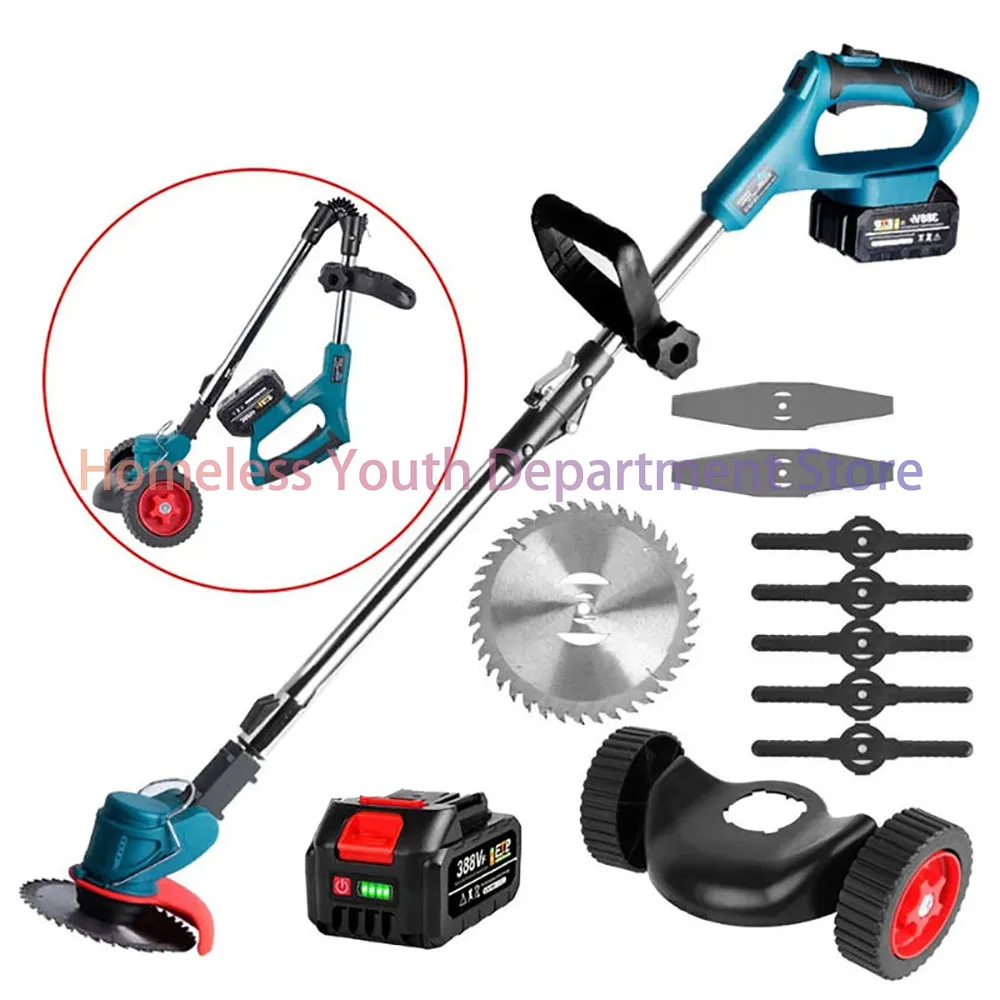 Electric Handheld Lawn Mower Foldable Trimmer Adjustable Garden Pruning Cutting Power Tools Garden Cleaning Tool Accessories