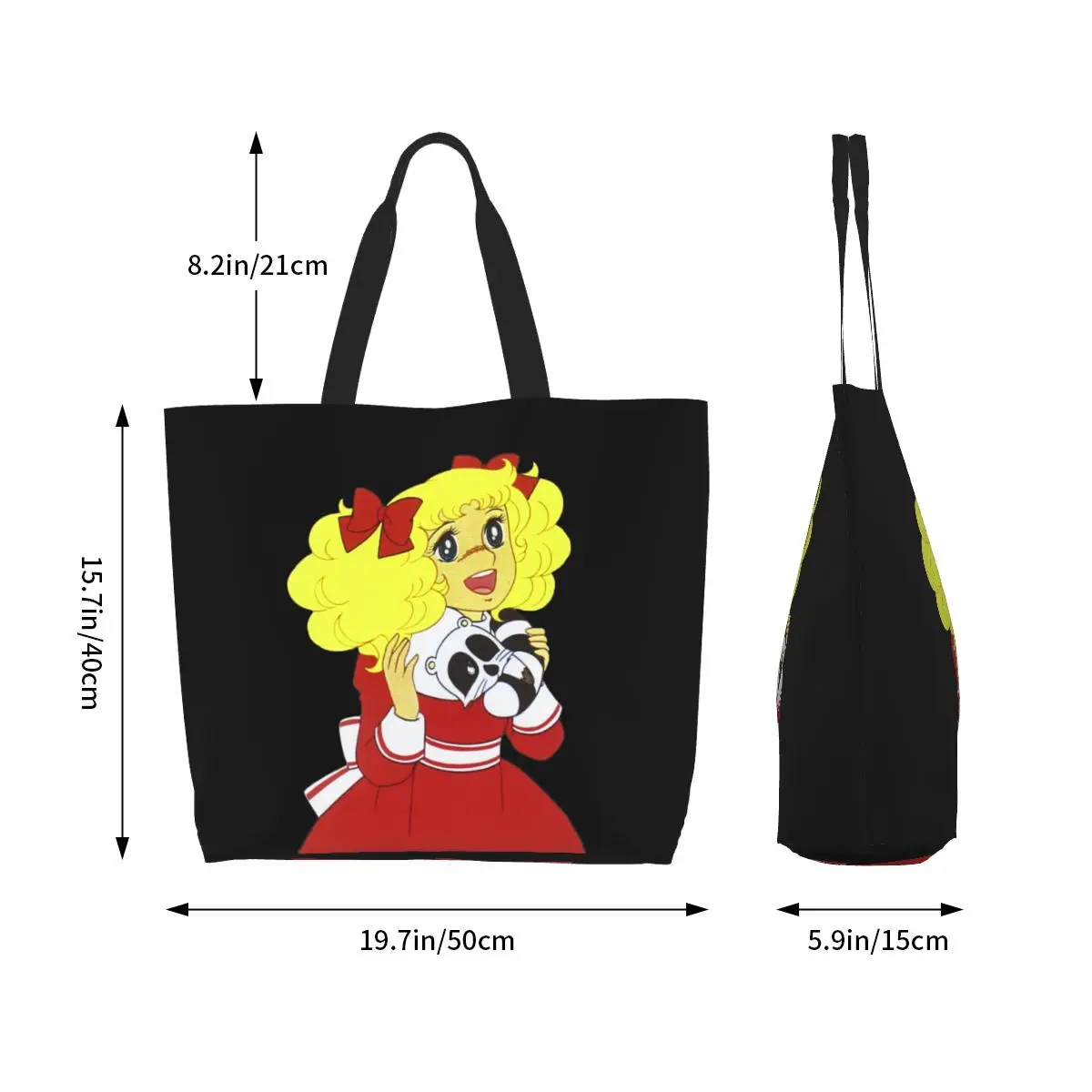 Fashion Printing Anime Manga Candy Candy Tote Shopping Bags Portable Canvas Shopper Shoulder Handbag