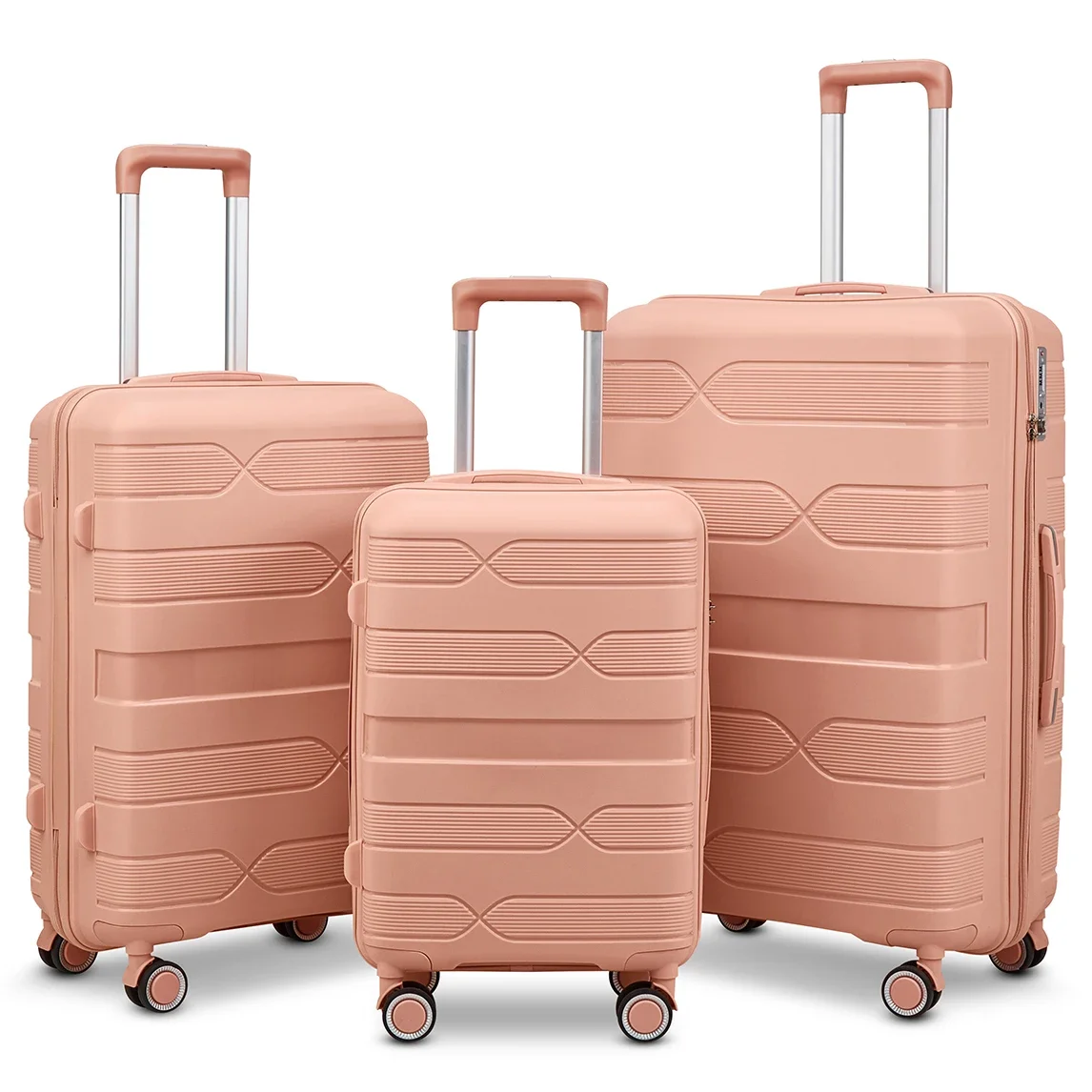 New custom design candy color PP traveling luggage suit case 20/24/28 inch hardside PP suitcase luggage bag sets