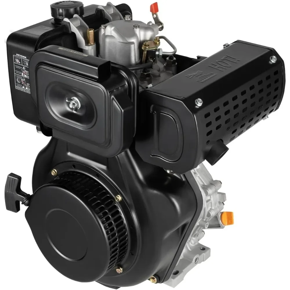 

10HP 4 Stroke Diesel Engine, 418CC 6300W Single Cylinder Air-Cooled Diesel Motor, Recoil Manual Start Small Diesel Engine