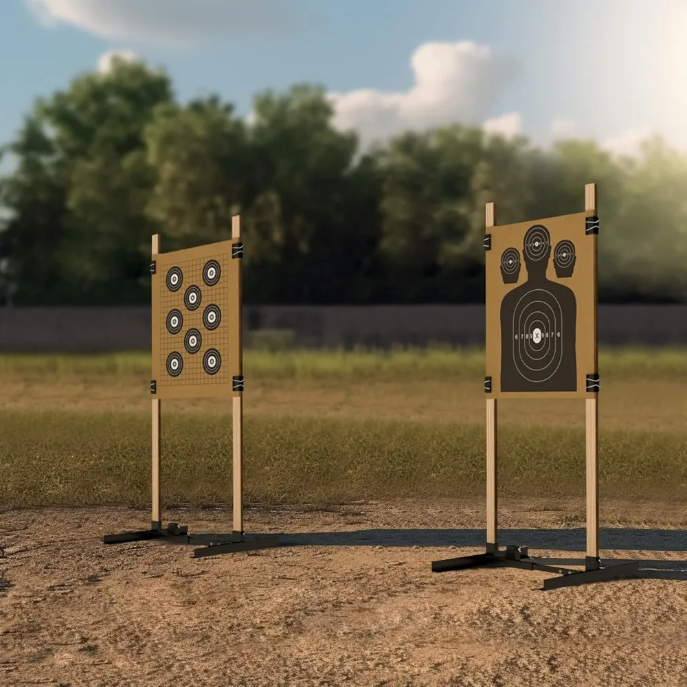 Shooting Target Stand for Outdoors, Durable Paper Target Holder with Stable Adjustable Base for Paper Shooting Targets Cardboard