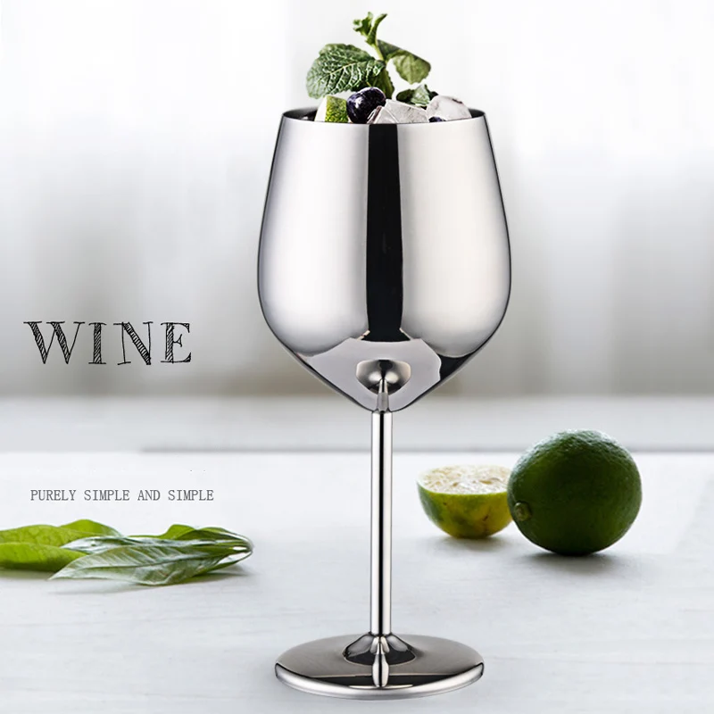 Stainless Steel Goblet Red Wine Glass Elegant Wide Rim Stemware for Bar  Gimlet Pisco Sour