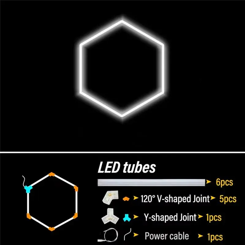 ABMH-Honeycomb Led DIY Garage Light Hexagon Led Lamp Tube For Show Auto Body Repair Gym 110V
