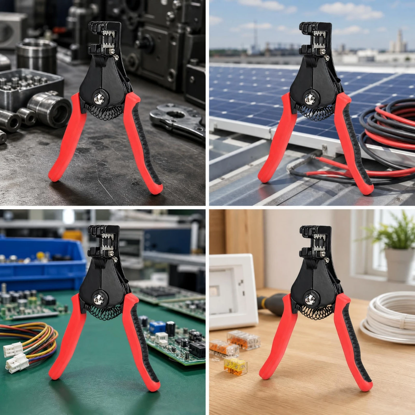 

Solar Cable Wire Stripper Spring-Loaded PV Wire Stripper Ergonomic Handle Heavy-Duty