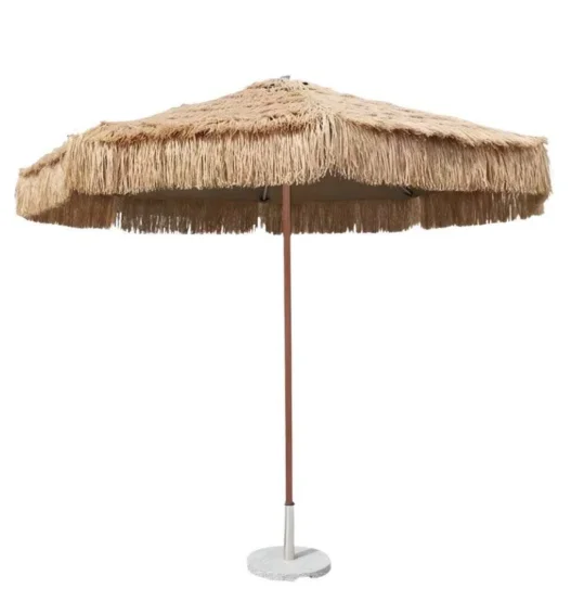 Custom Natural Color PP Straw Grass Tiki Hula Sun Beach Parasols Outdoor Palm Thatch Roof Hawaii for Park Use