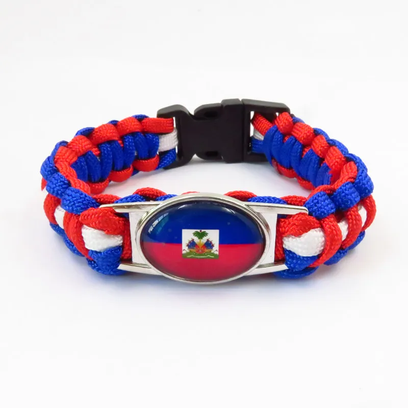 Love Haiti Bracelet Charm Handmade Haiti Flag Wrap Bracelets For Women And Men Jewelry Freindship Lovers Gift