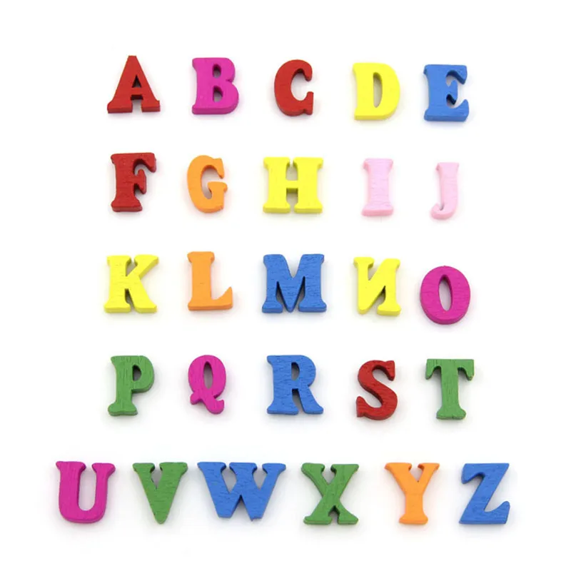 100 teile/los Kinder DIY Holz Alphabet Handwerk pädagogische Buchstaben bunte Handwerk Puzzles Spielzeug für Kinder zufällige Buchstaben