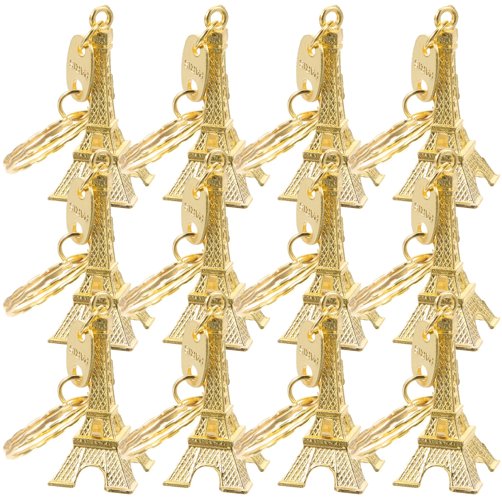 12 Pcs Eiffel Tower Pendant Keyring Keychain Mini Vintage Rings Car Decorations