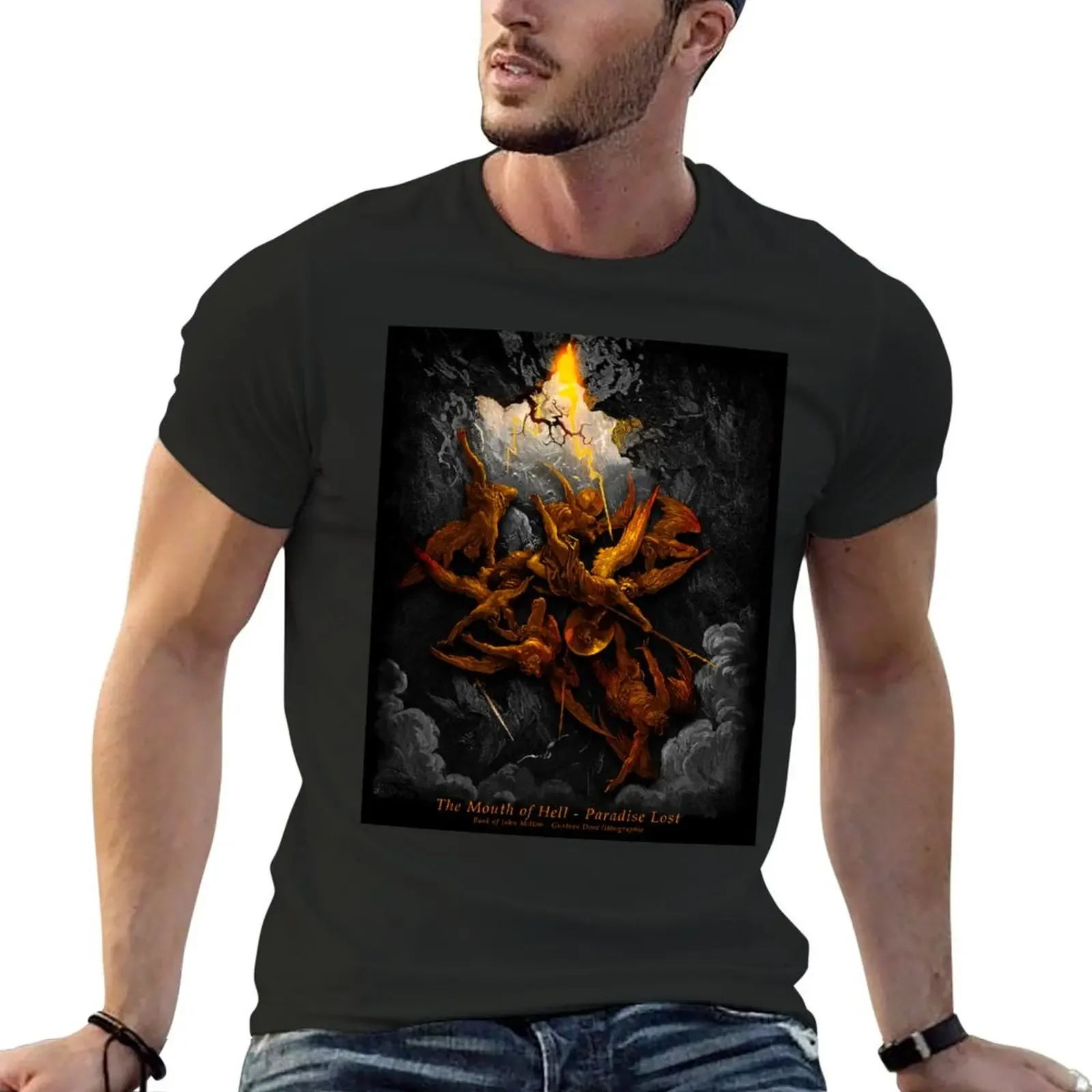 Lithograph - Gustave Doré - Paradise Lost - The Mouth of Hell John Milton T-Shirt graphics anime t shirts oversized t shirt men