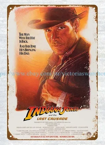 wall art 1989  indiana jones  MOVIE POSTER metal tin sign