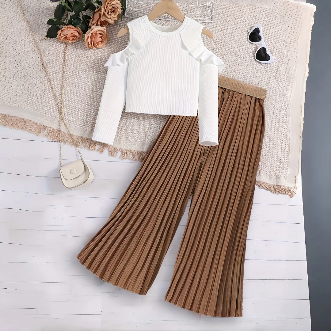 2025 Teen Girls' Clothes Long Sleeves Top + Pants 2pcs Set For Autumn Children Clothing Kids Girl Outfits For 8 9 10 11 12 Years