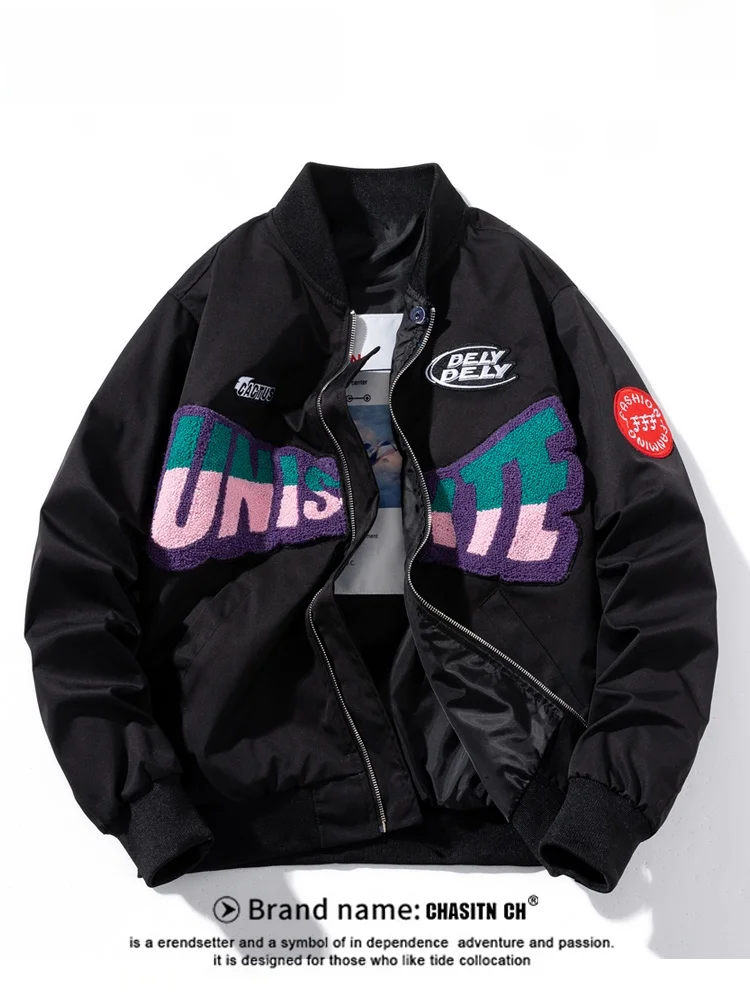 

Американская бейсбольная куртка-бомбер для мужчин, повседневная, свободного кроя, спортивная, тонкая верхняя одежда, весенняя, парная, модная, из полиэфирного волокна