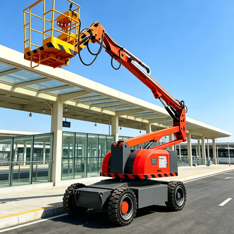 Customized Electric Boom Lift Battery Powered Platform Remote Control Operation Foldable Arm Device for High Altitude Work