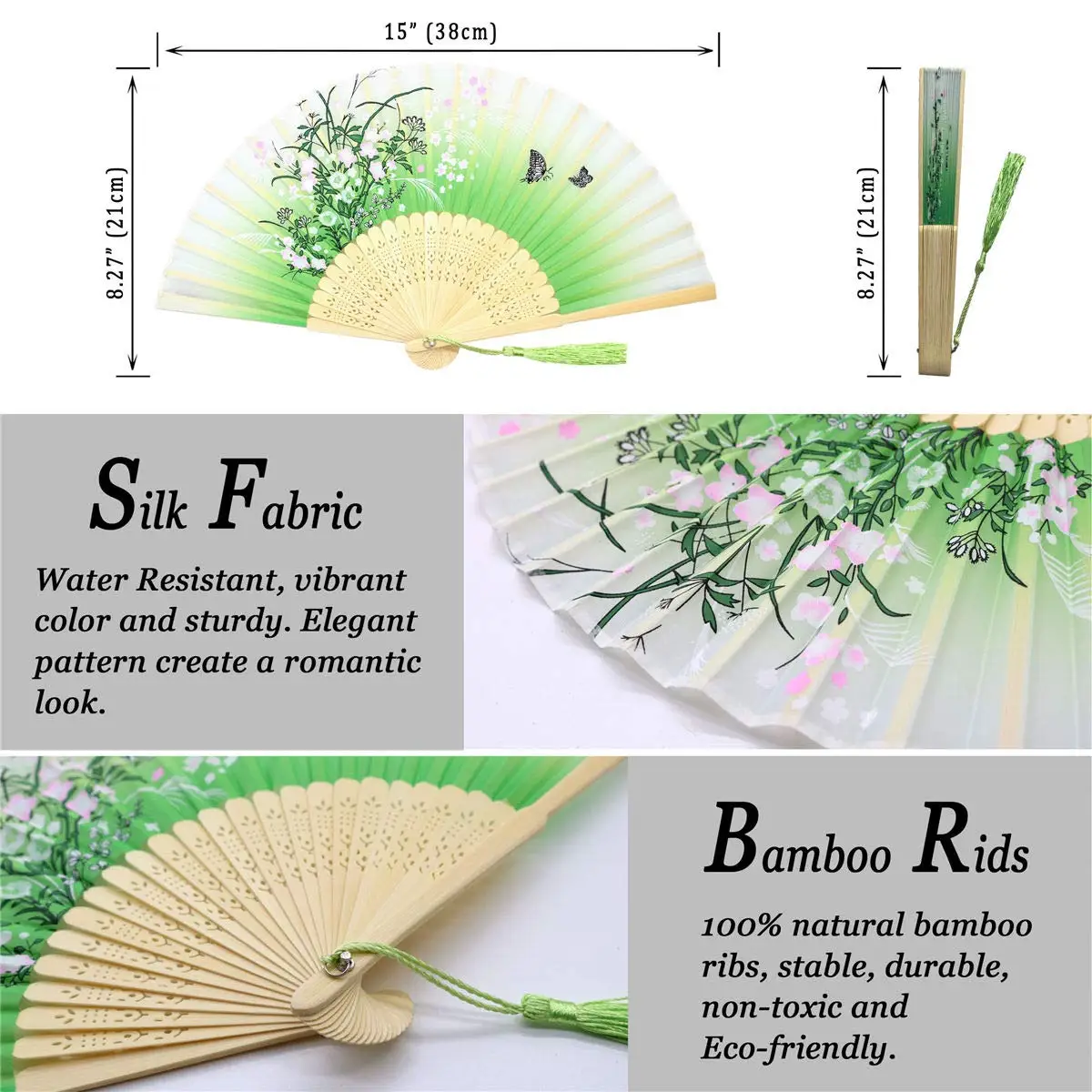 1Pcs Folding Hand Fan with , Chinese Retro Style Birthday Gift for Dance Performance, Decoration