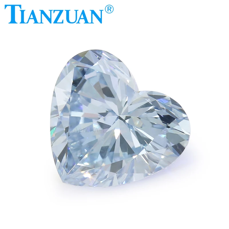 Lab Grown Diamond HPHT Heart Shape Fancy Blue Color VS1 2EX Loose Gemstone Bead with GEMID Certified