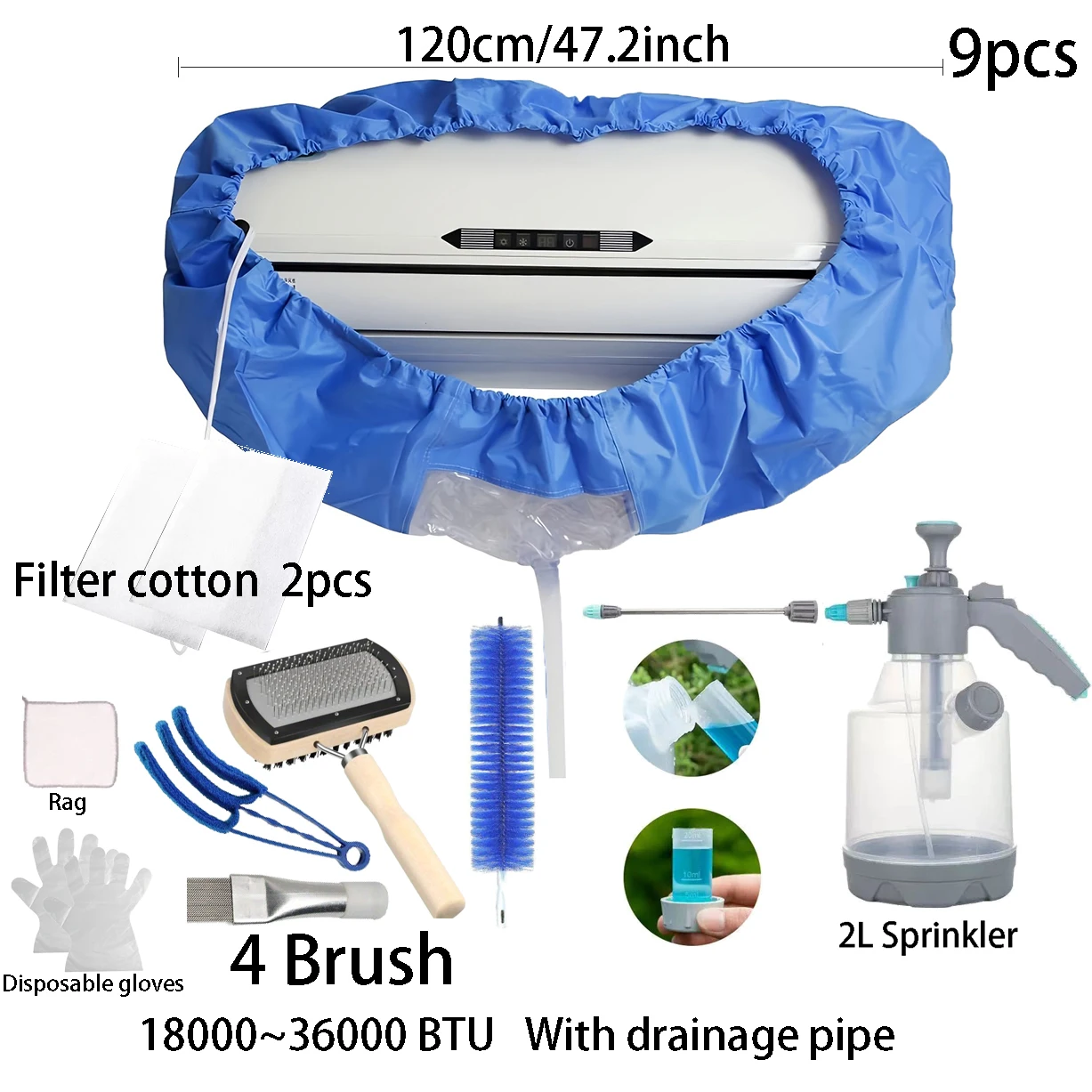 2025New  Room Wall Mounted Air Conditioning Cleaning Bag Split Air Conditioner Washing Cover 36000 BTU Summer Air Conditioner