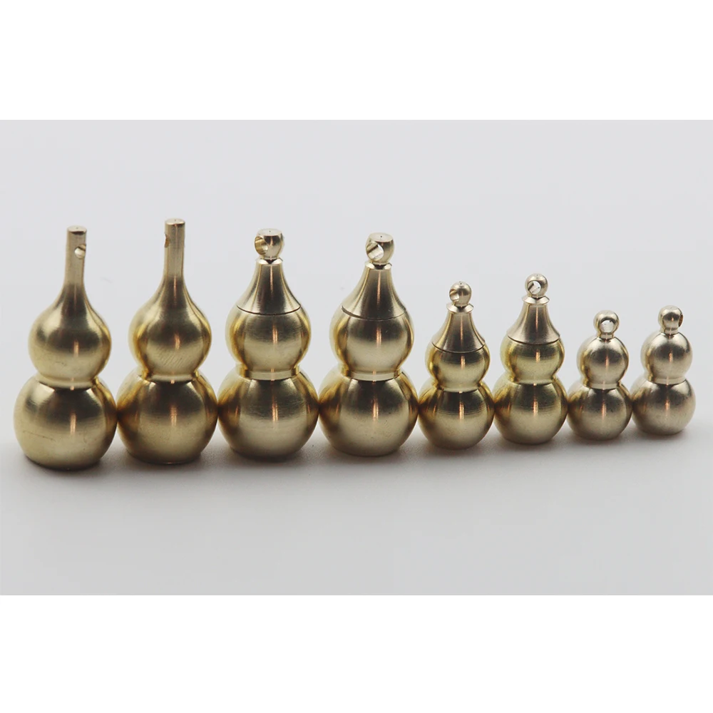 Brass Feng Shui Gourd Pendant Waterproof Pill Box Container Pendant Can Hold Pills Vermilion Bottle Can Key Chain