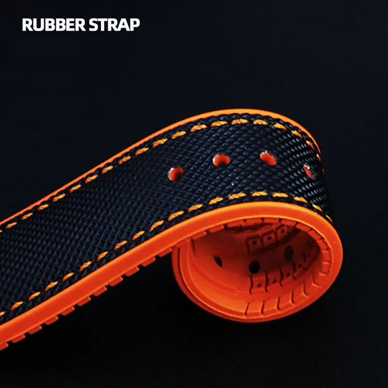 Zachte waterdichte band voor Longines TAG Heuer F1 Seiko Hamilton Casio serie nylon rubber onderkant horlogeband 20 21 22 23 mm armband