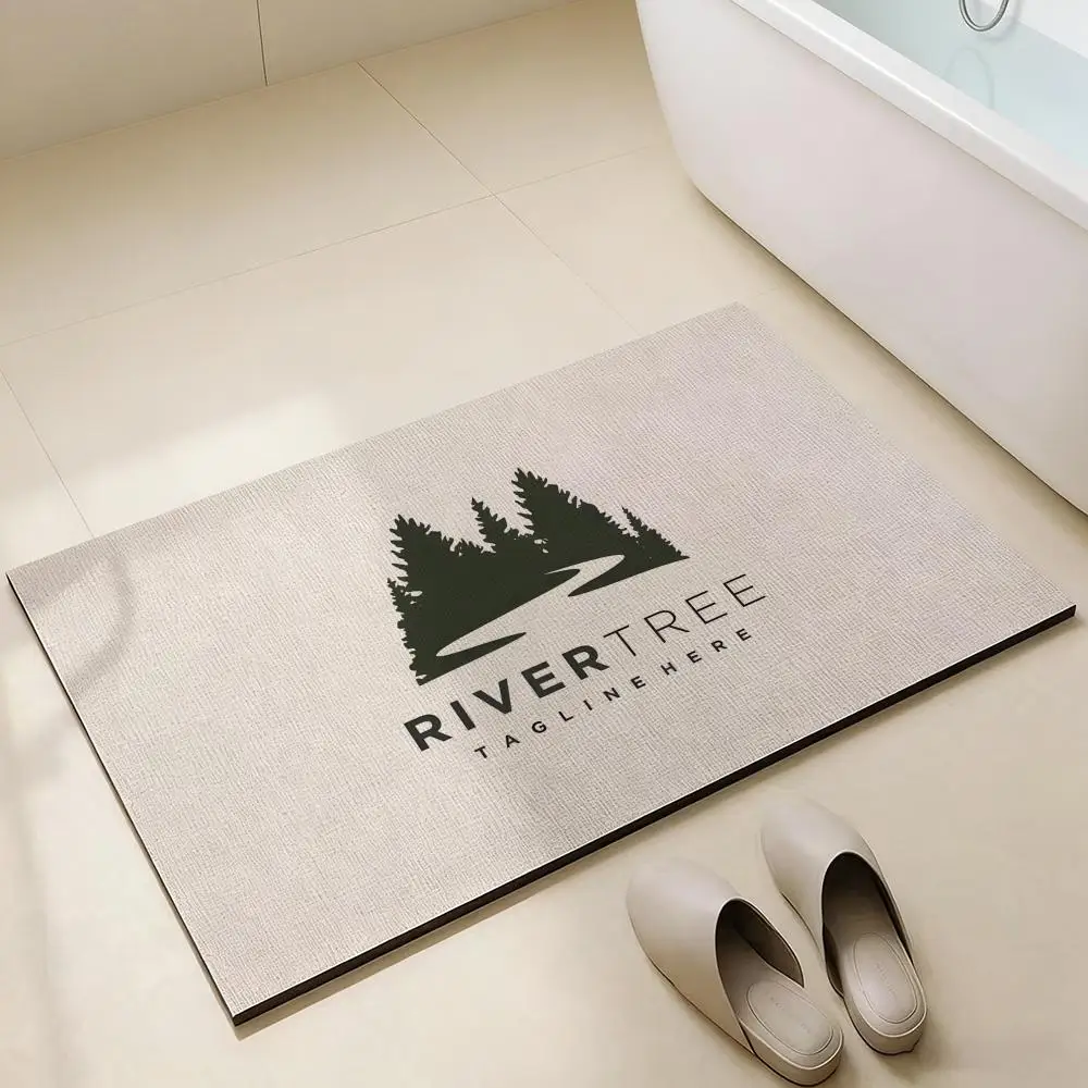 Floor Mat Diatomaceous Earth Bath Mat, QuickDrying, Water Absorb，MultiScene Household Floor Mat F-Forest R-River
