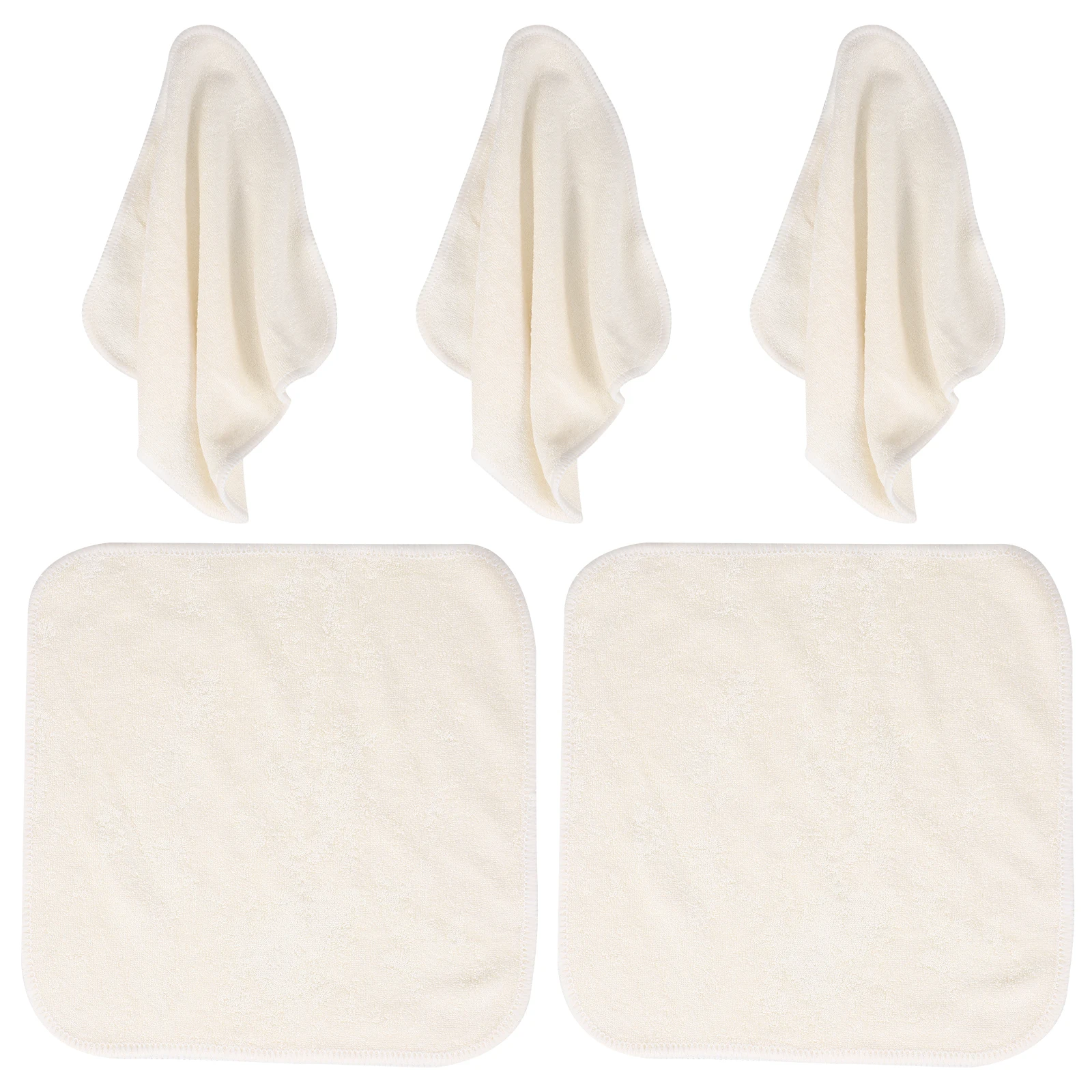 

5pcs Bamboo Fiber Cleaning Cloths Reusable Soft Wash Exfoliating Face Towels For Skincare Travel Absorbent Large Face Washcloths