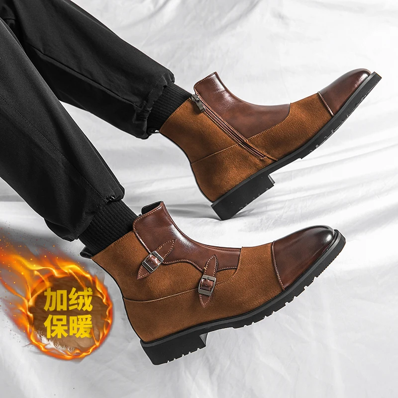 

High Quality Men Perform Show Leather Boots Men Basic Locomotive Boots Black Punk Rock Shoes Men's Tall Boots Size 38-46 New2023