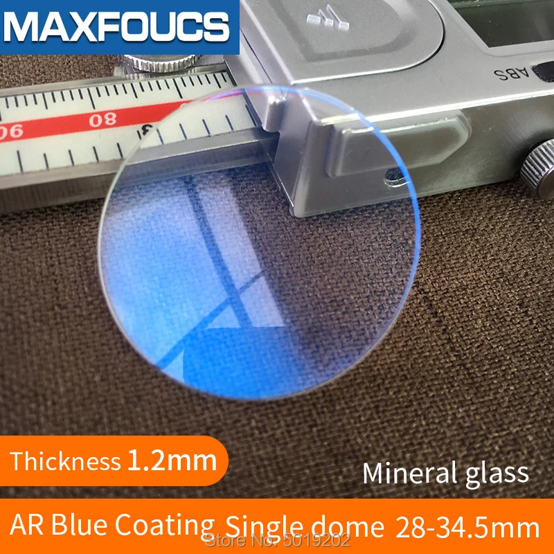 28mm-34.5mm Watch Glass 1.2mm Thick Blue AR Coating Single Dome Mineral Crystal Watchmaker Parts Replacement