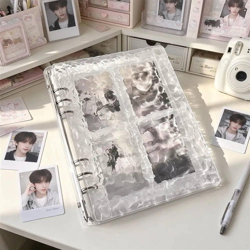 A5 Water Ripple Acrylic Photocard Binder 4 Grid 3 Inch Kpop Idol Photo Card Holder Loose Leaf Album Polaroid Storage Collect Boo
