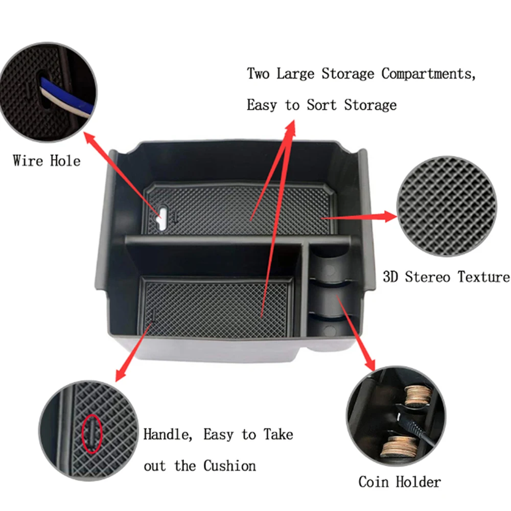 Gear Shifter Interior Tray Console Armrest Box Storage Organizer Co-pilot Grab Bar Handle Caddy for Jeep Wrangler JK 2011-2017