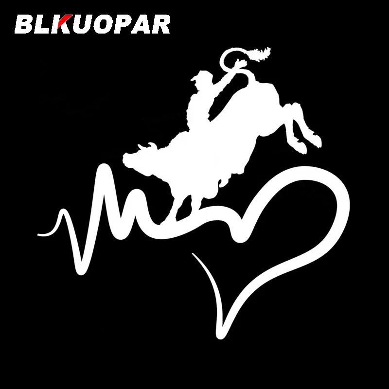 BLKUOPAR Western Rodeo Heartbeat Lifeline Car Stickers Funny Cowboy Decal Occlusion Scratch Die Cut Motorcycle Laptop Car Lable