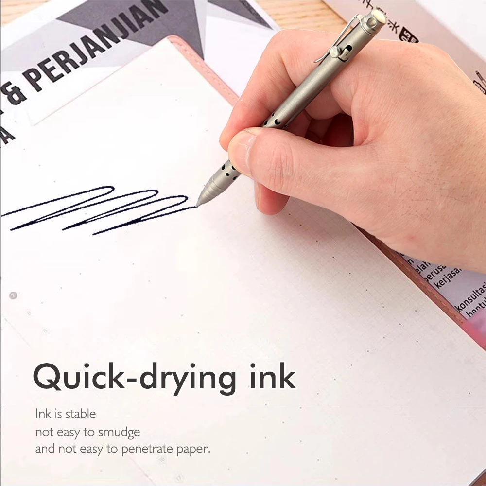 قلم حبر جاف تكتيكي من سبائك التيتانيوم EDC للبقاء في الهواء الطلق، أداة متعددة بحجم الجيب لهدية المكتب والأعمال