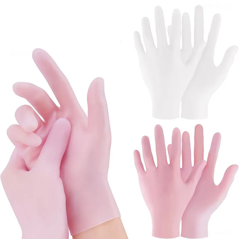 1 Pair Silicone Exfoliating Gloves Anti Slip Hand Spa Mask Pedicure Socks & Moisturizing Gloves For Hand Care