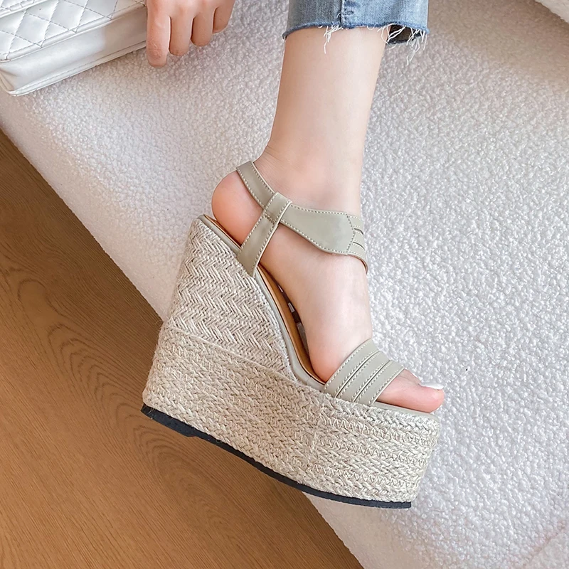 Fashion Summer Wedges Women Party Dress Sandals Open Toe Ankle Strap Ladies Platform High Heels Shoes