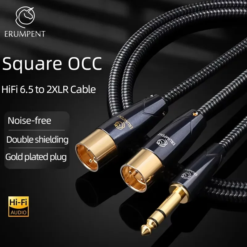 

ERUMPENT HiFi 6,5–2XLR Aduio кабель Hi-end 6,35 TRS сбалансированный 3-контактный кабель 2XLR для усилителя мощности микшера AMP