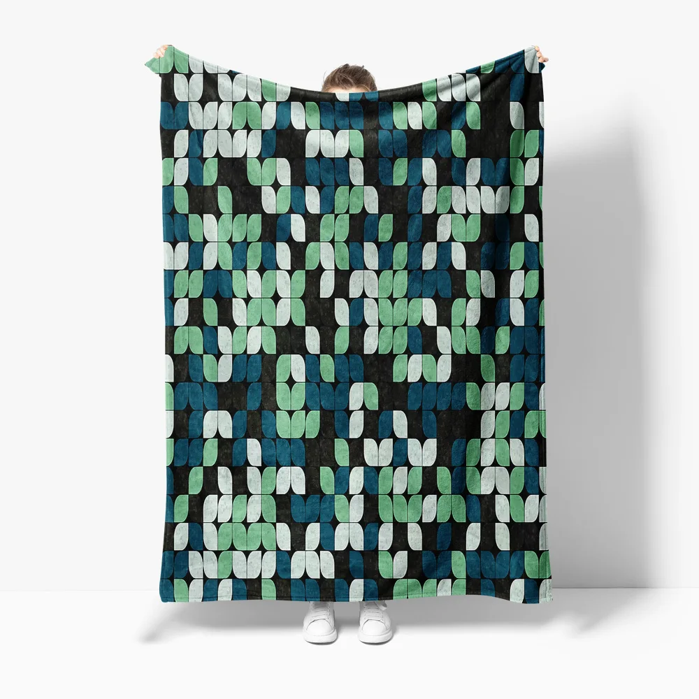 

Trendy Geometric Pattern Fleece Blanket Soft Warm Throw Sofa Bed Decorative Bedding Gift