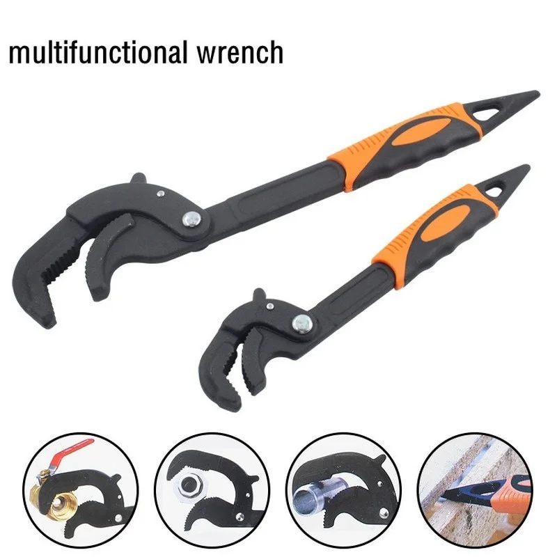 2 Pcs/Set 14-30/30-60mm Universal Key Pipe Wrench Open End Spanner Set High-carbon Steel Snap Grip Tool Plumber Multi Hand Tool