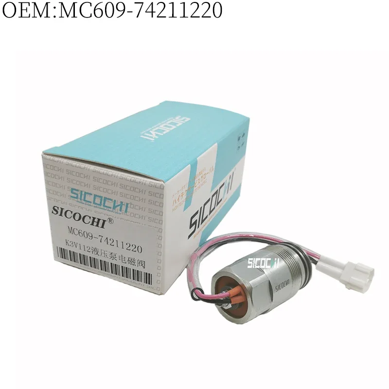 

Can be used for construction machinery excavator accessories K3V112 hydraulic pump solenoid valve (white plug) OE:MC609-74211220