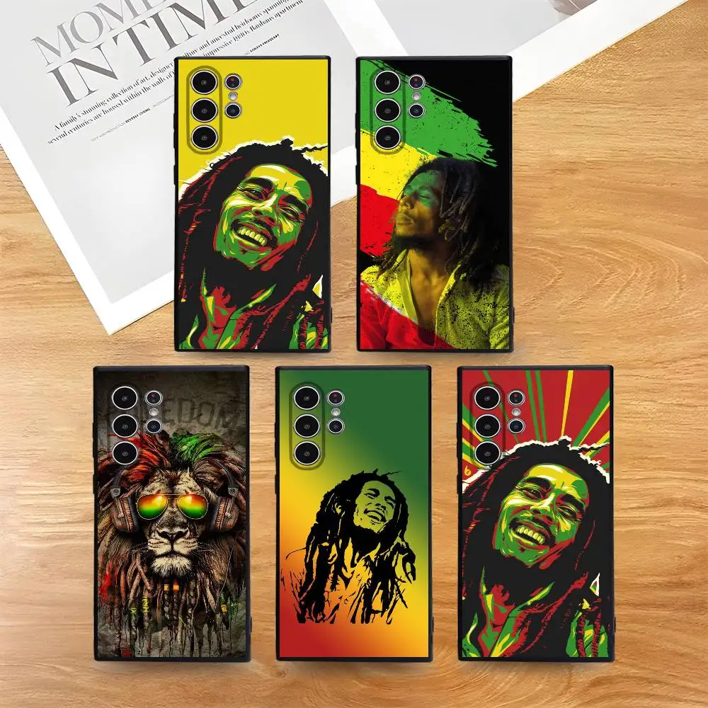 

B-Bob M-Marley Phone Case For Samsung Galaxy S25 S24 S22 S23 Ultra S21 S20 Plus 5G Frosted Non-Slip Full Cover Soft Case