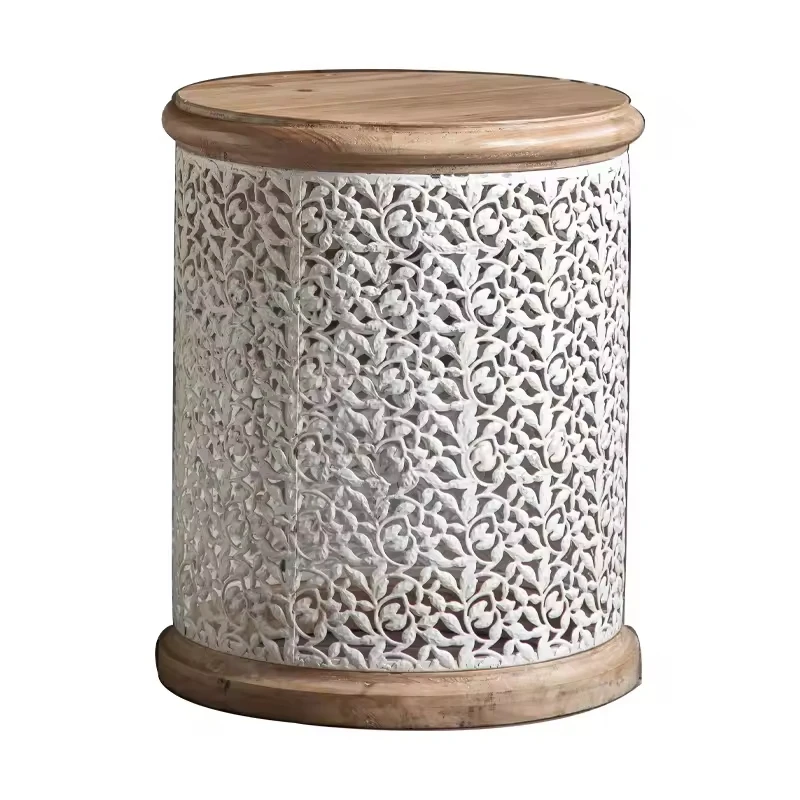 American country style carved coffee table modern wood durable bedside table sofa side hall corner characteristic living space