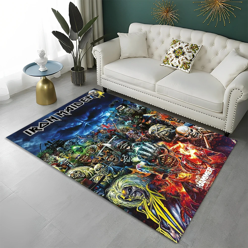 HD I-Iron Maiden Heavy Metal Band 3D Carpet Rug for Home Living Room Bedroom Sofa Doormat Decor,kids Area Rug Non-slip Floor Mat