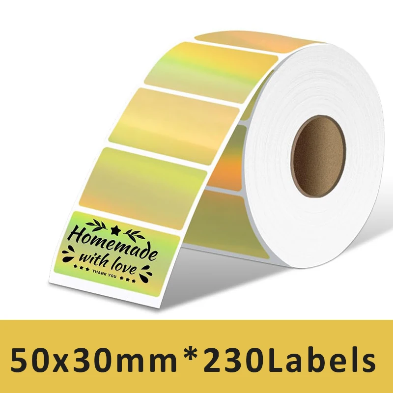 40mm 50mm M110/M200/M220 Holographic Laser COLOR Square Sticker DIY Seal Labels for M120 E210 Marklife P50 HPRT T20