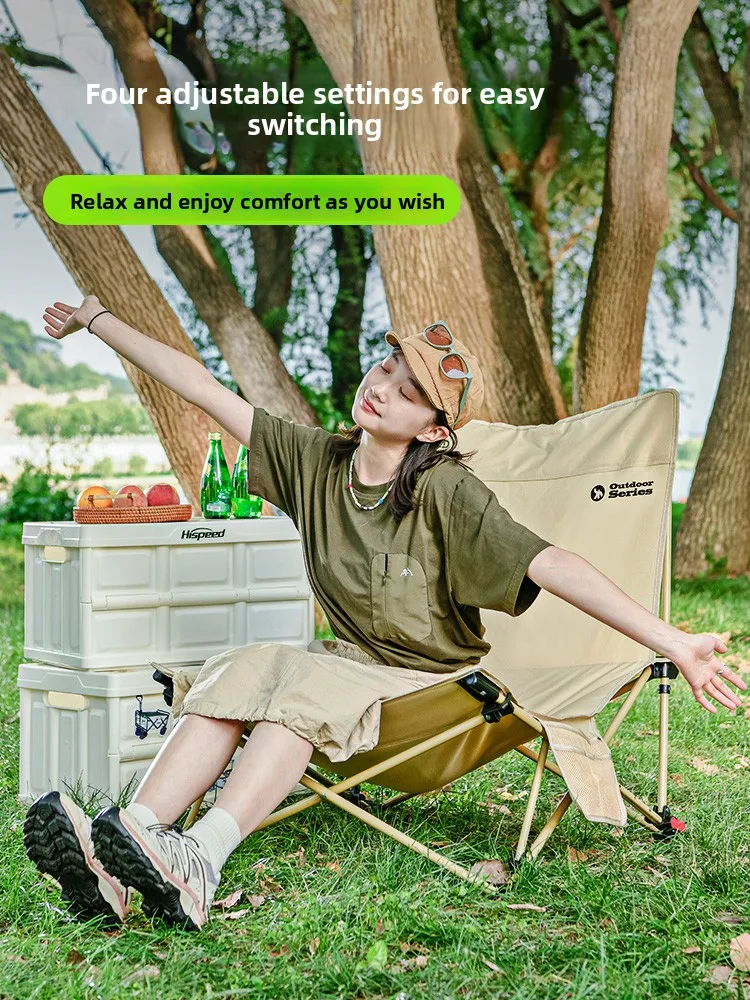 Portable Outdoor Folding Chair Cam Moon Chair Office Nap Chair Beach Chair High Barest Adjustable Multi-Function Chair