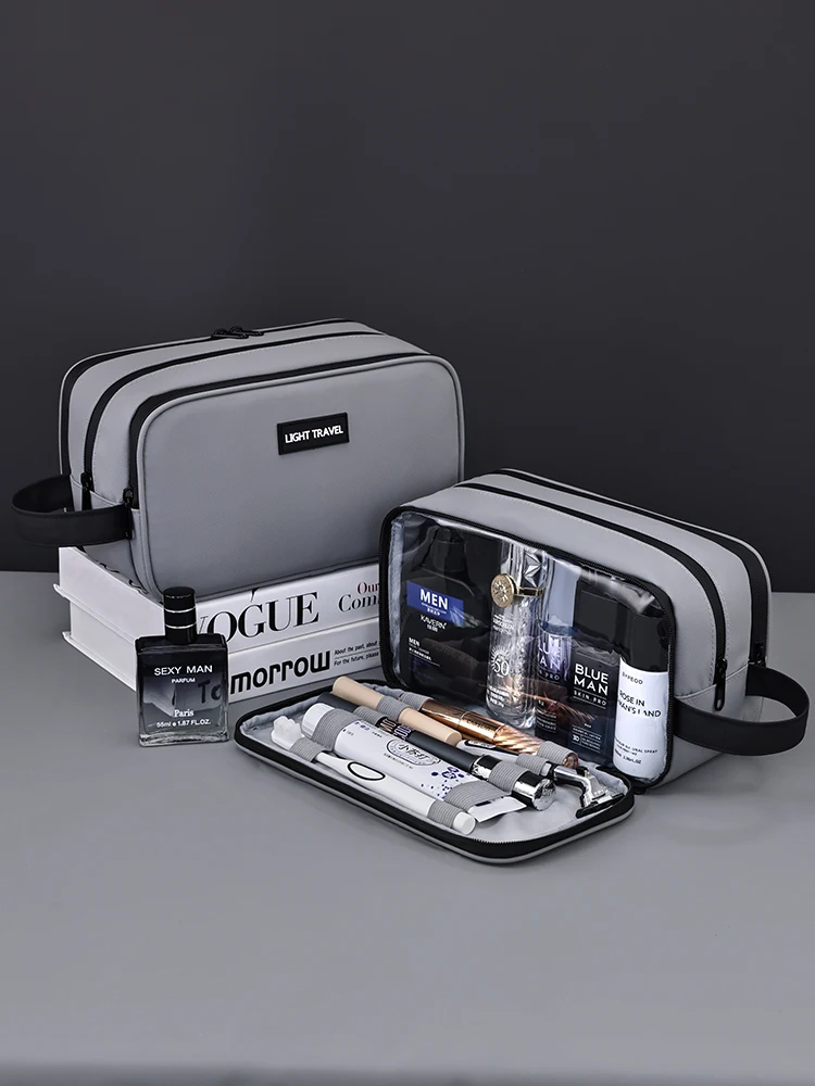 Three-Layer Wash Bag, Large Capacity Dry Wet Separated Toiletry Storage Bag, Business Travel Men's Makeup Bag Organizer