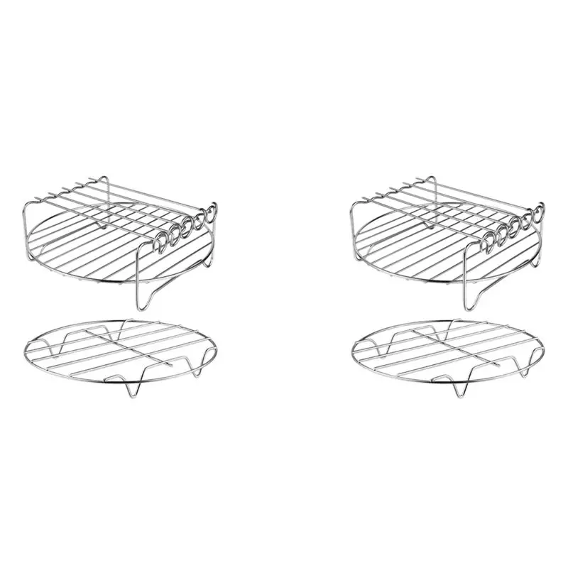 A005-4 Pcs Air Fryer Accessories Air Fryer Rack Set Multi-Purpose Double Layer Rack With Skewer For XL Power Airfryer