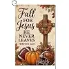 Fall for Jesus Cross Football Garden Flag 12x18 Helmet Pumpkin Yard Decor jjp