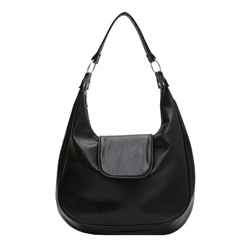 Retro Pure Color Shoulder Bag Large Capacity Crossbody Women's Bag Work Commuter Casual Versatile Underarm Bag