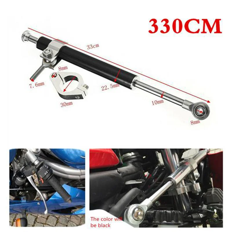 Stabilizzatore ammortizzatore di sterzo per moto in alluminio universale di tendenza da 330 mm Controllo di sicurezza lineare Stabilizzatore di regolazione a 6 vie