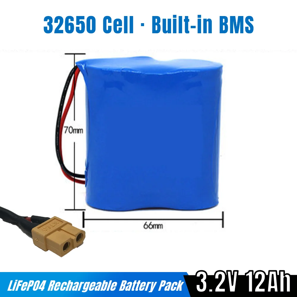 3.2V 12Ah LiFePO4 Battery Pack Battery Pack Built-in BMS 32650 Cell Lithium Iron Phosphate for Solar light street light