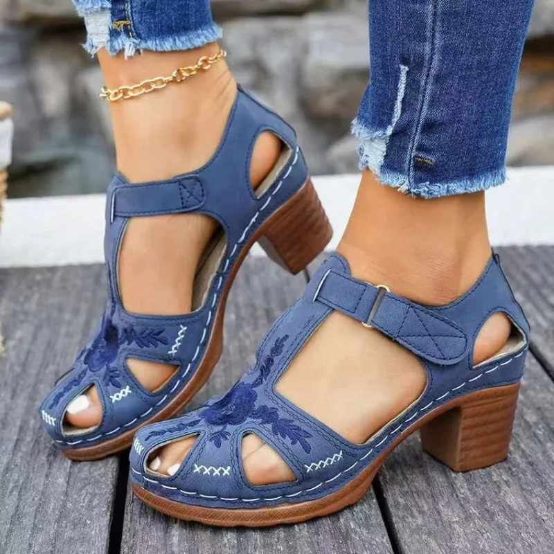 Modische Neue Rundzehen-Sandalen für Damen, Sexy und Bequem, Sommerliche Offene Leichte/Elegante Hochhackige Sandalen