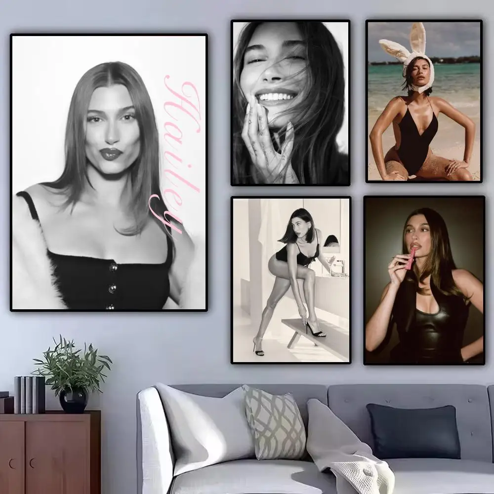 Model H-Hailey Bieber Poster Modern  Wall Art Aesthetic Minimalist Bedroom Decor Cafe Home Gift
