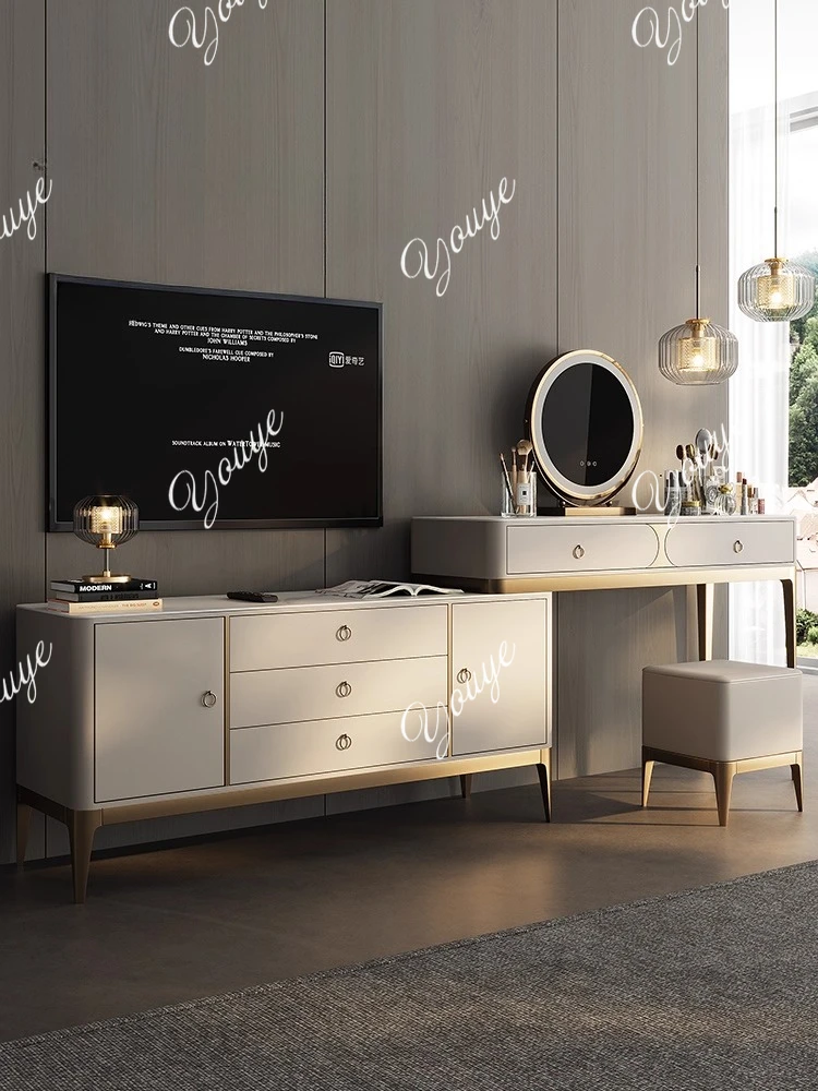 

One bedroom light luxury TV chest dresser table makeup storage advanced rock slab computer end of bed